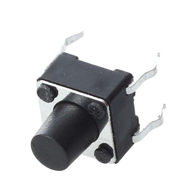 10Pcs 4 Pins Tactile Ronde Drukknop Momentary Tact & 10Pcs Spdt Zwart Rode Knop Op/op Ronde Rocker Switch Ac 6A/125V