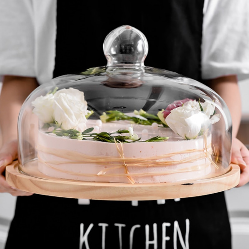 Roterende kakefat tre bursdagsdessert utstillingsbrett fruktfat husholdnings serveringsfat bakeri lage kakestativ glassdeksel