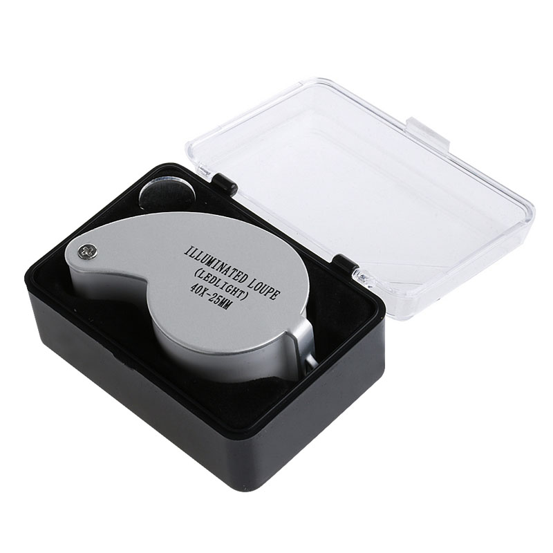 40X Metall Abdeckung Schmuck Lupe Eye Hand Lupe Glas Objektiv LED Licht 25mm: Default Title