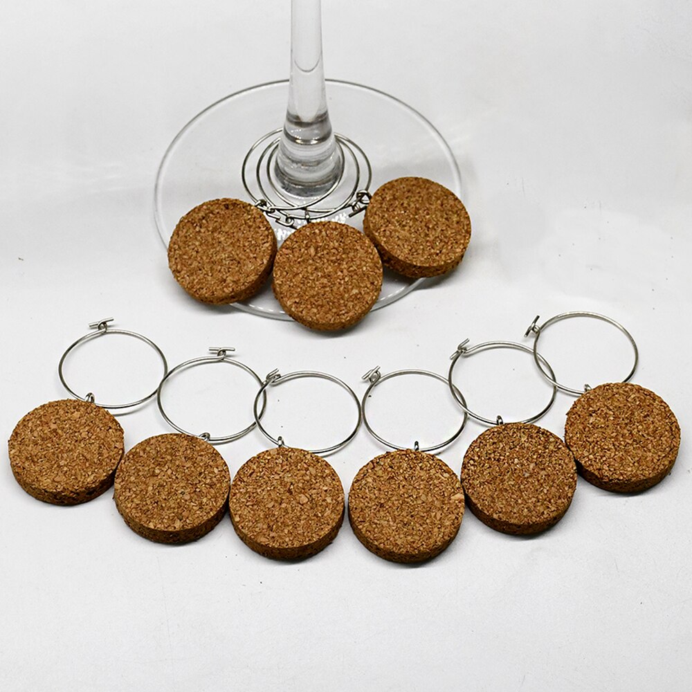 20 piezas en blanco de corcho para copa de vino, anillos de alambre, aros, marcador artesanal, escribir su nombre, señal de bebida, suministros de etiquetado de vino: Default Title