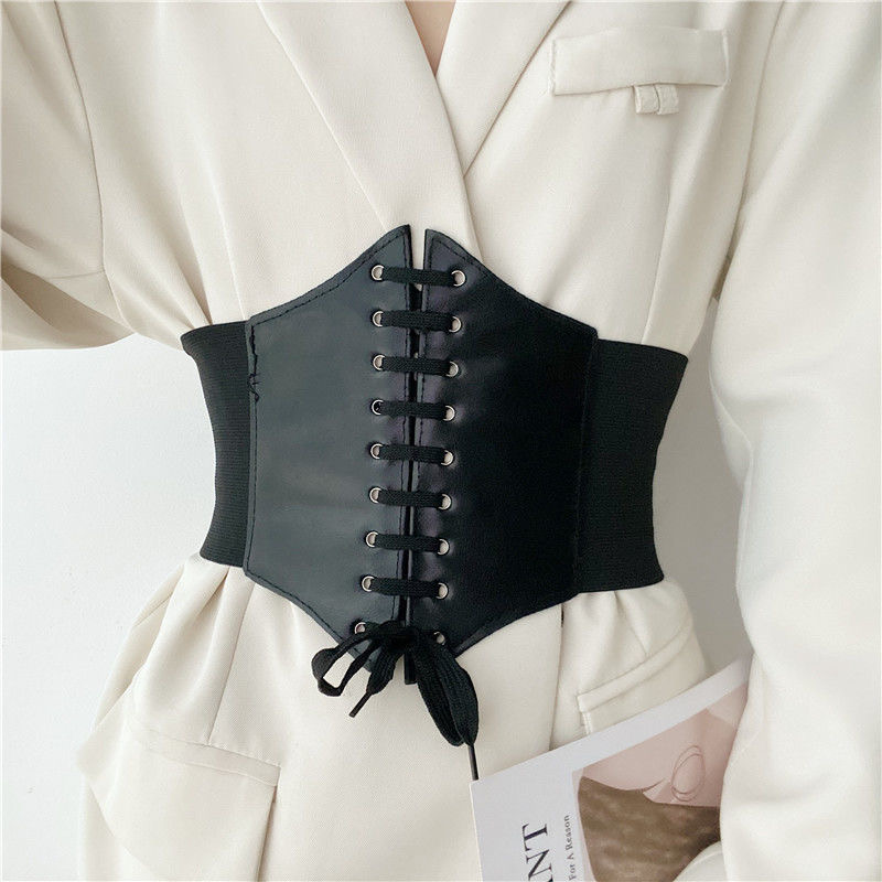 Cinturones anchos para mujer, corsé de cuero PU para adelgazar la cintura, cinturones de cuerpo, cintura elástica ajustable, faja para vestido