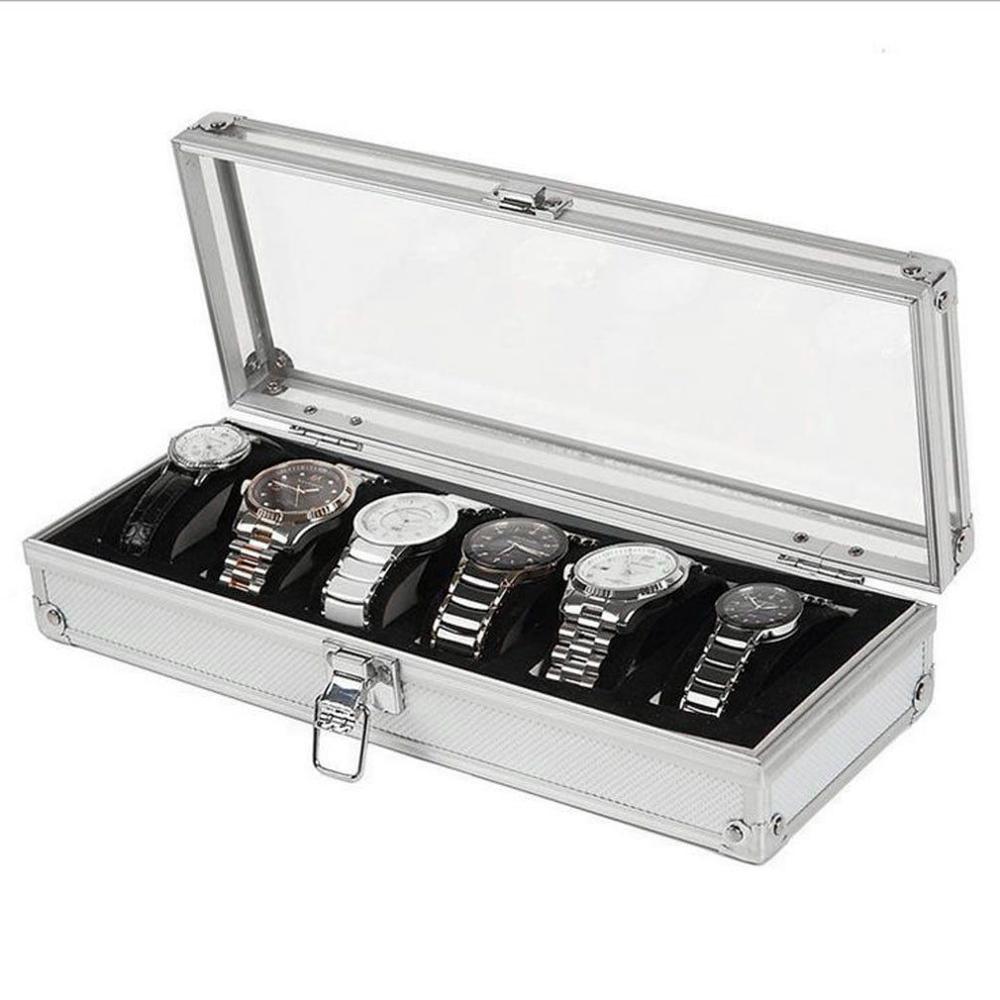 2/3/6 Grid Horloge Dozen Hout Aluminium Lederen Horloge Doos Handgemaakte Acryl Top Suede Kussen Horloge Sieraden Collectie Display case: ZG666500