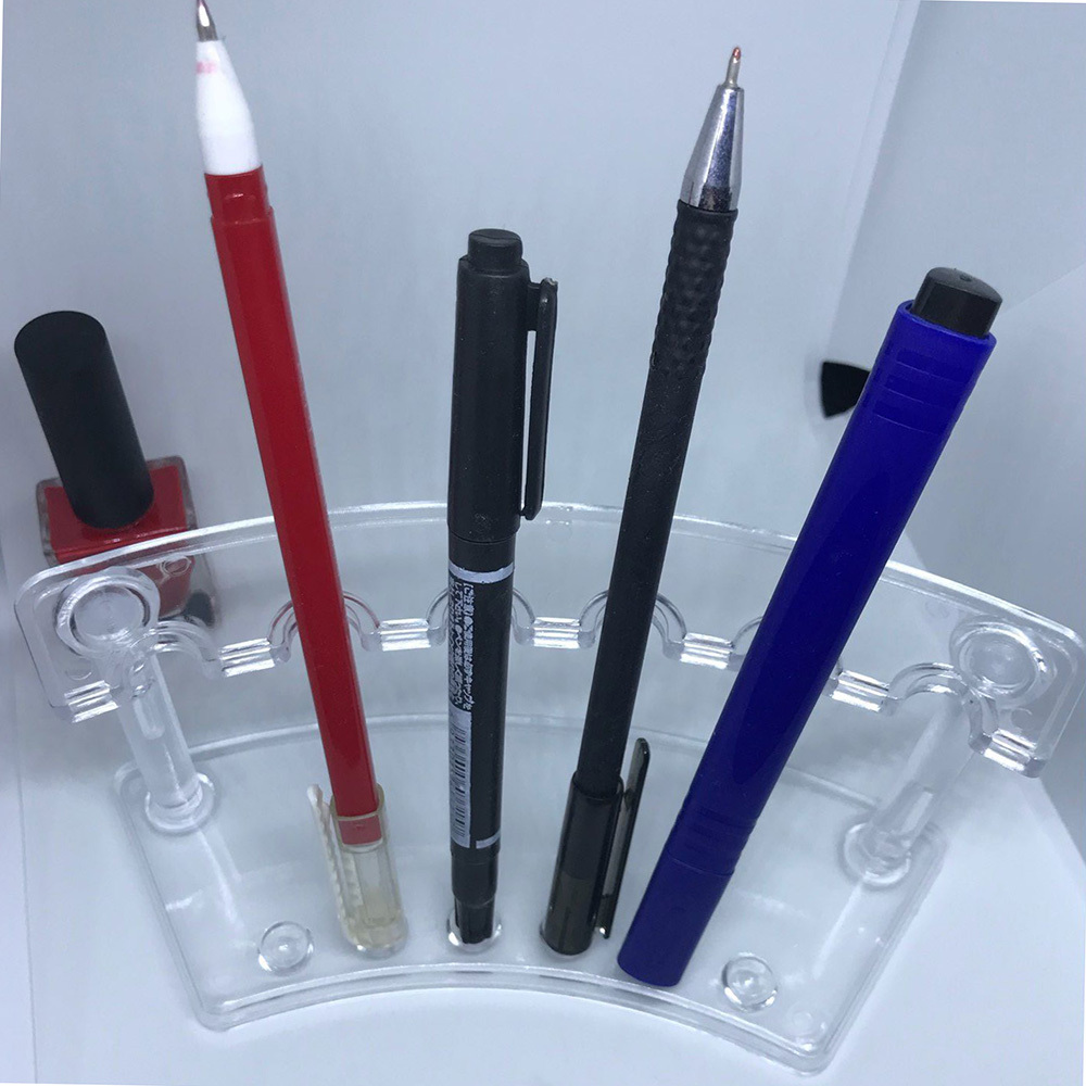 6 Slot Plastic Pen Jewelry Display Holder Stand Rack Clear White Pen Holder Office Desk stationery organizer