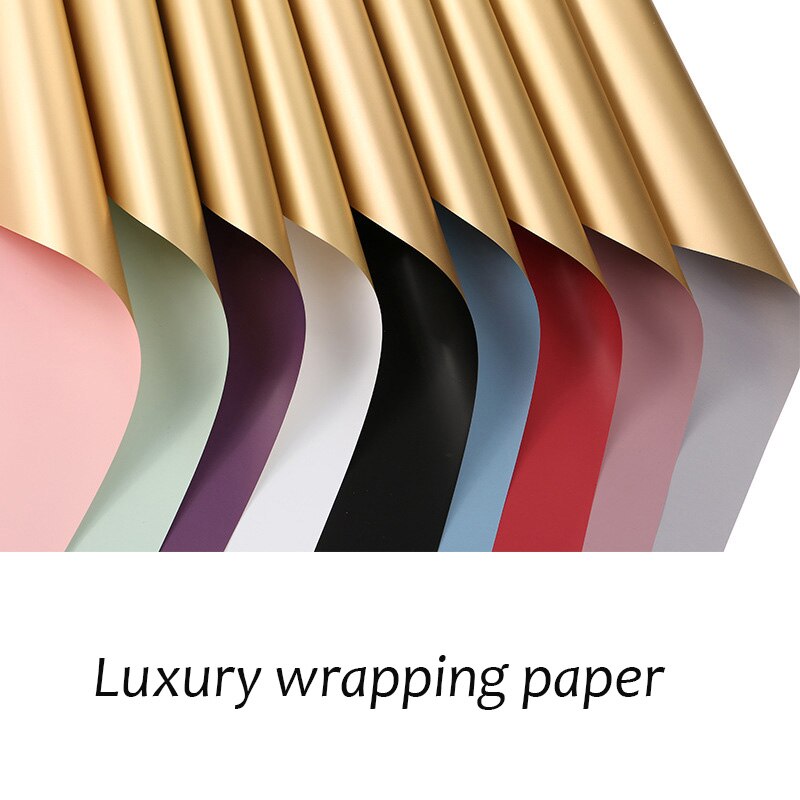 5pcs/set 58*58cm luxury turn gold flower wrapping paper waterproof paper DIY wrapping wedding decoration