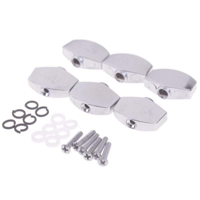 1 set gitaar stempennen akoestische klassieke knoppen stemmechanieken vervangende knop zinklegering handvat gitaar onderdelen accessoires: Zilver