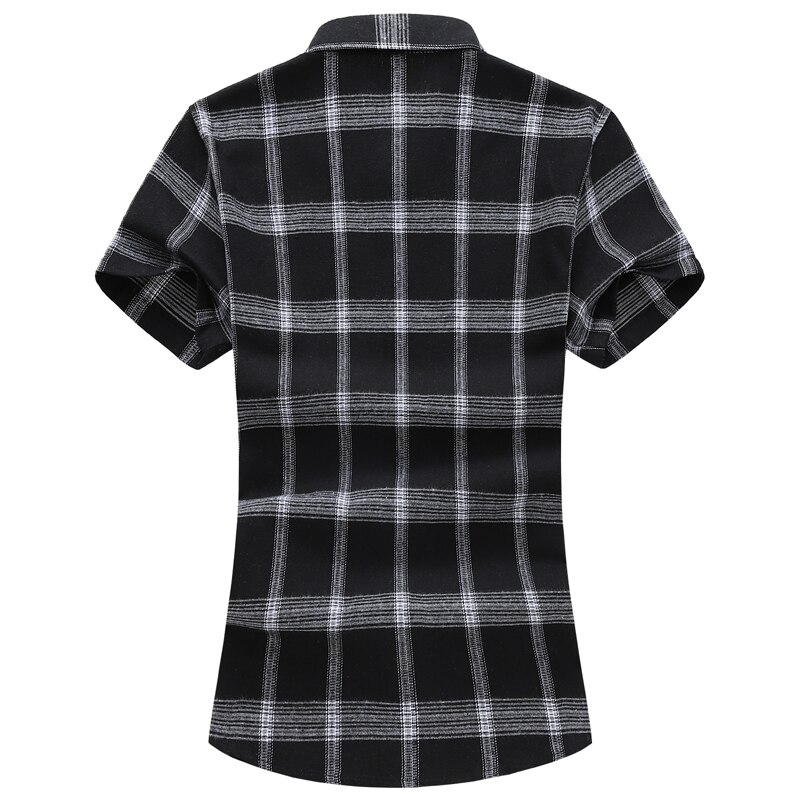 M -7xl 6xl hvit og svart rutete skjorte herre skjorter sommer chemise homme herre rutete skjorter kortermet skjorte