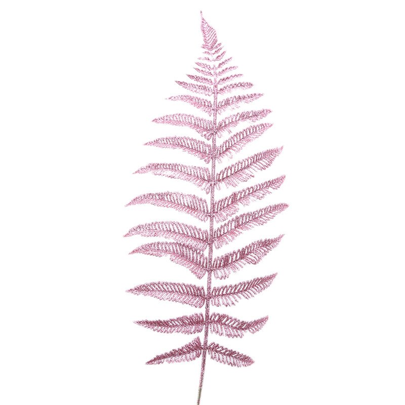 5pcs Set Christmas Artificial Leaves Glitter Hollow Fern Leaf DIY Christmas Tree Decoration Wedding Party Ornaments: Pink