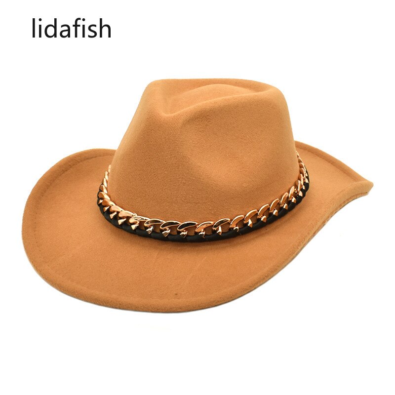Lidafish Europese Amerikaanse Western Cowboy Hoed Vrouwen Mannen Wolvilt Jazz Hoed Outdoor Gentleman Sombrero Hombre Cap