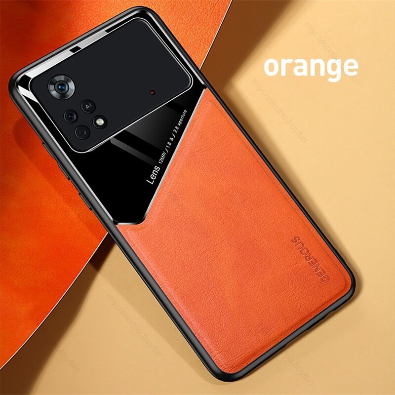 Luxus Leder Magnetische Abdeckung Für Xiaomi Poco X4 Pro 5G NFC 2201116PG 6.67 &quot;Weichen Stoßfest Stoßfänger Schützen Fundas x4Pro X 4 Pro: For Poco X4 Pro 5G / Orange-04