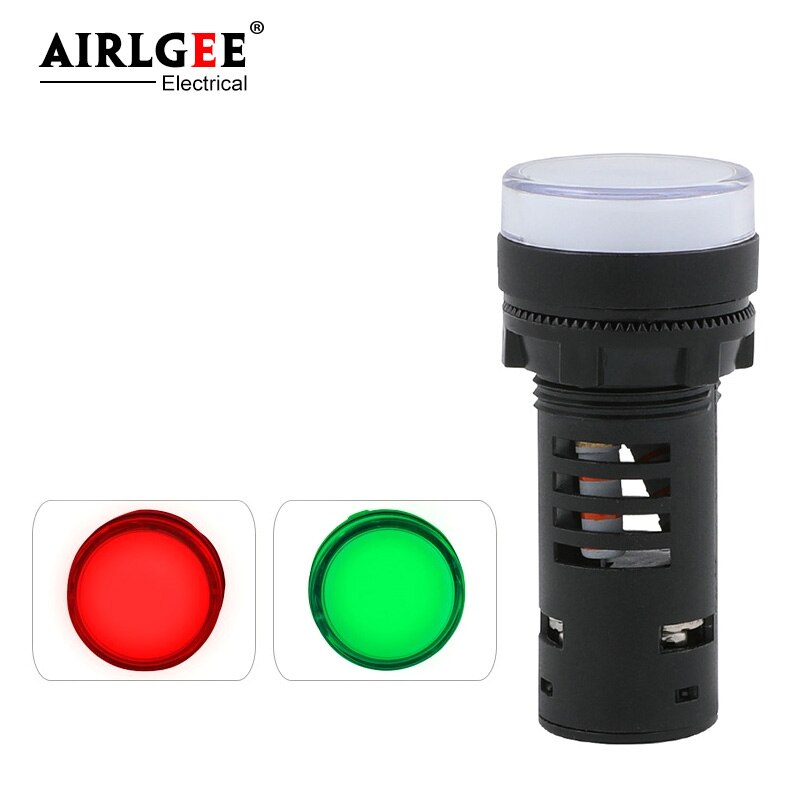 1pcs installation aperture 22mm AC DC 12V 24V 220V 380V bicolor Red and Green Double LED signal light power indicator AD16-22SS