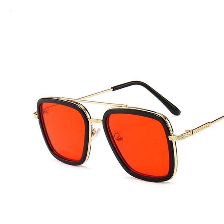 Stijl Iron Man Frame Baby 3-10 Jaar Jongens & Meisjes Zonnebril UV400 Cool Golden Metalen Bril vintage Oculos De Sol N469: Rood
