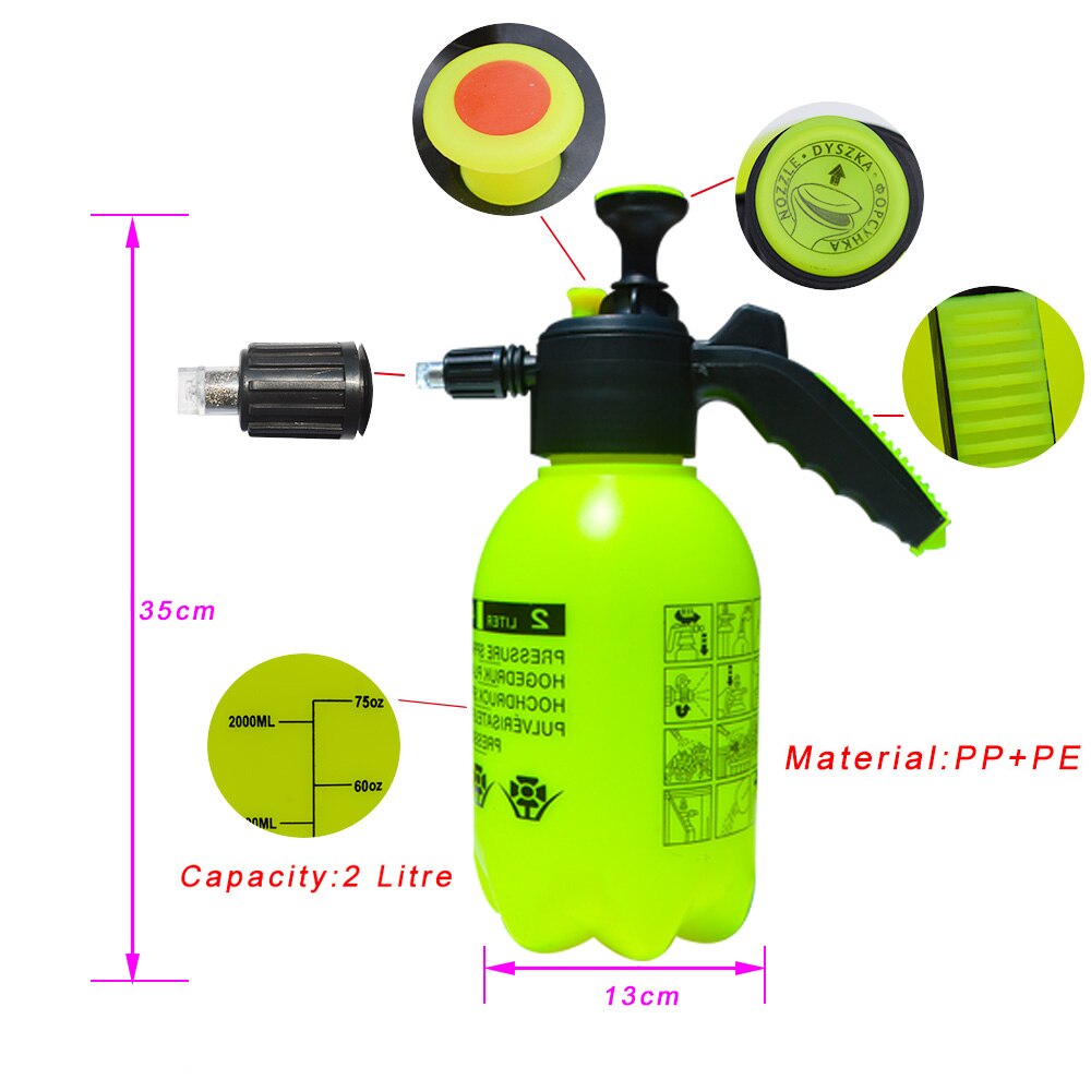 Hand pump foam sprayer hand Pressurized Foam Sprayer 2 Litre Pressure Foam Cannon Snow Foam Nozzle carwash car window cleaning