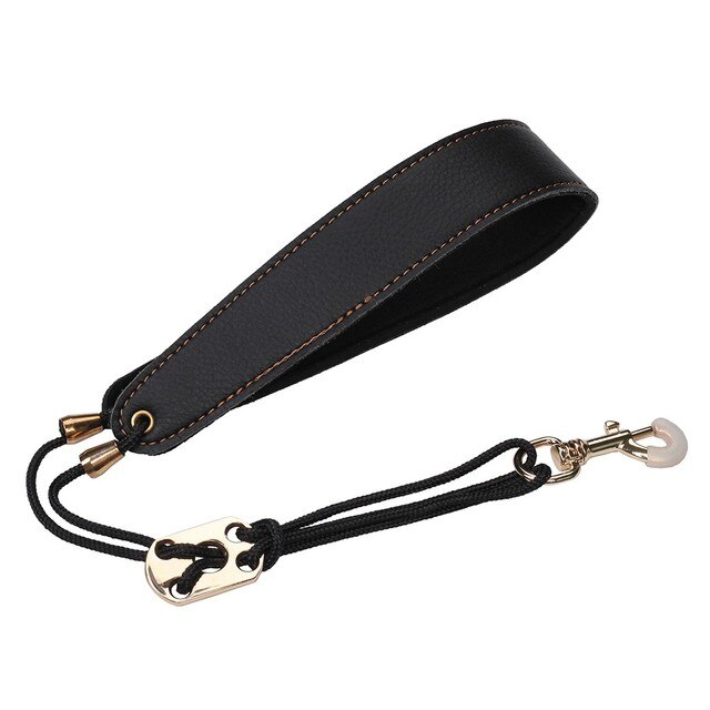 Zwart/Bruin Saxofoon Draagriem Voor Sopraan Tenor Alto Bariton Sax Klarinet Verstelbare Lederen Saxofoon Bandjes Sax Gewatteerde: Black