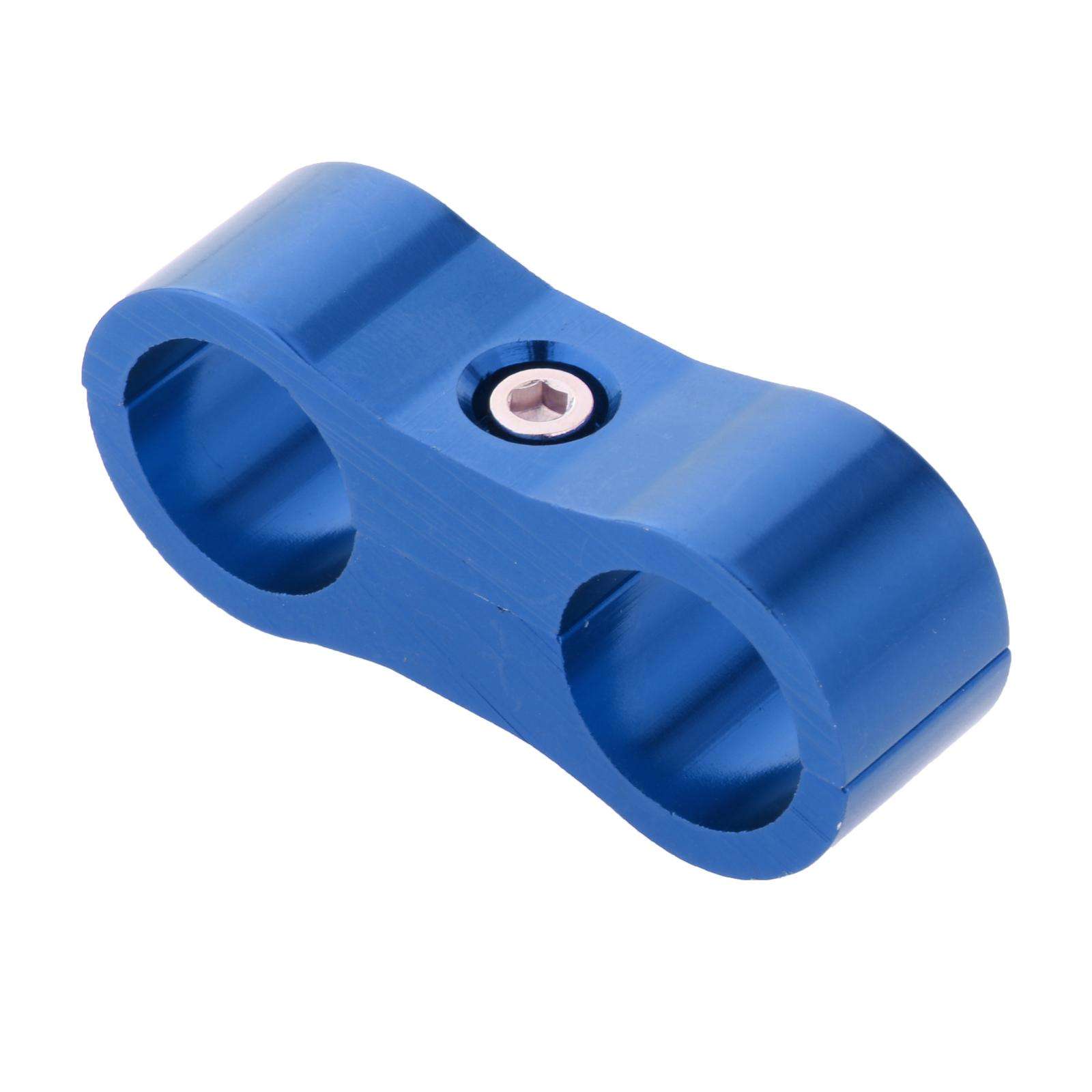 Car 2-Hole Fuel Hose Separator Clamp Oil Fuel Line Clamps Adapter: AN6 Blue