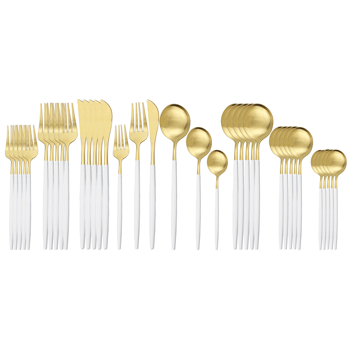 Dinnerware Set 36piece Blue Cutlery Set 18/10 Stainless Steel Dinner Set Knives Dessert Fork Spoon Tableware Kitchen Silverware: white Gold