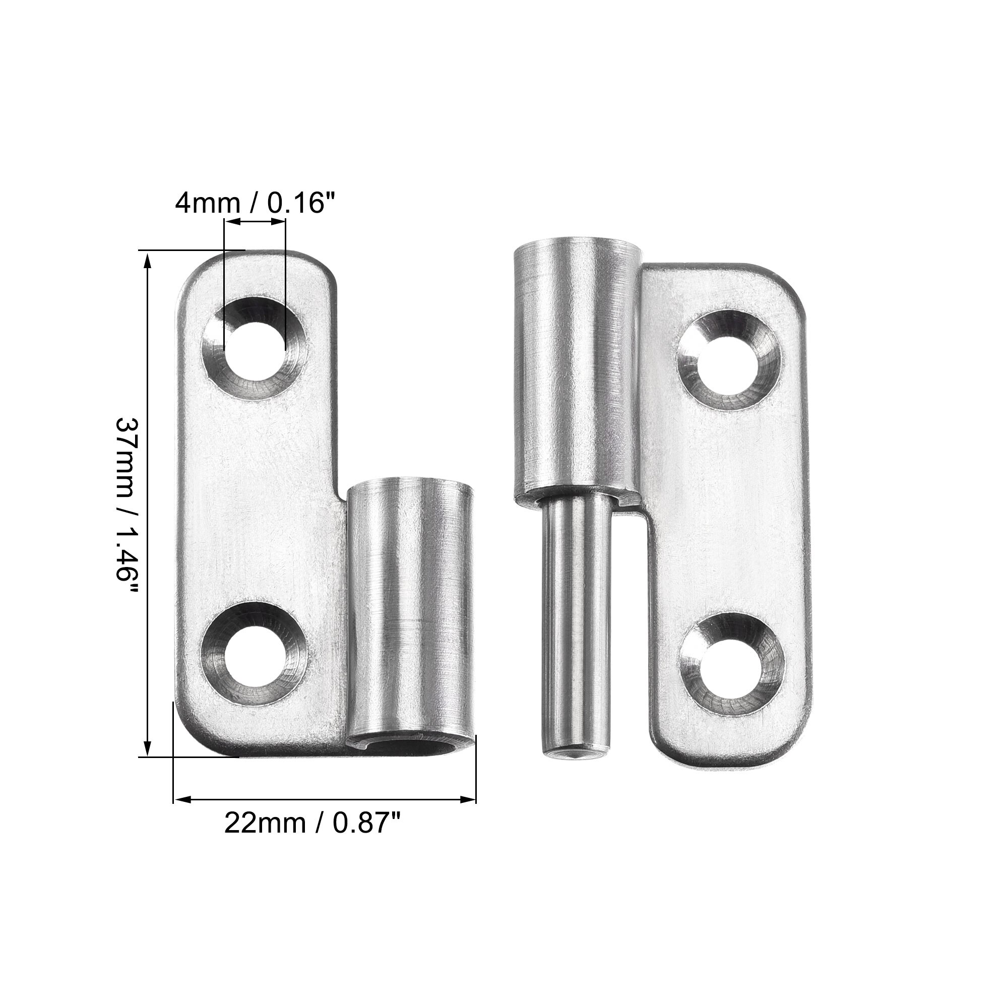Uxcell Lift Off Hinge , Left Handedness Mini Stainless Steel Hinge Detachable Slip Joint Small Flag Hinges 37mm Long 2pcs
