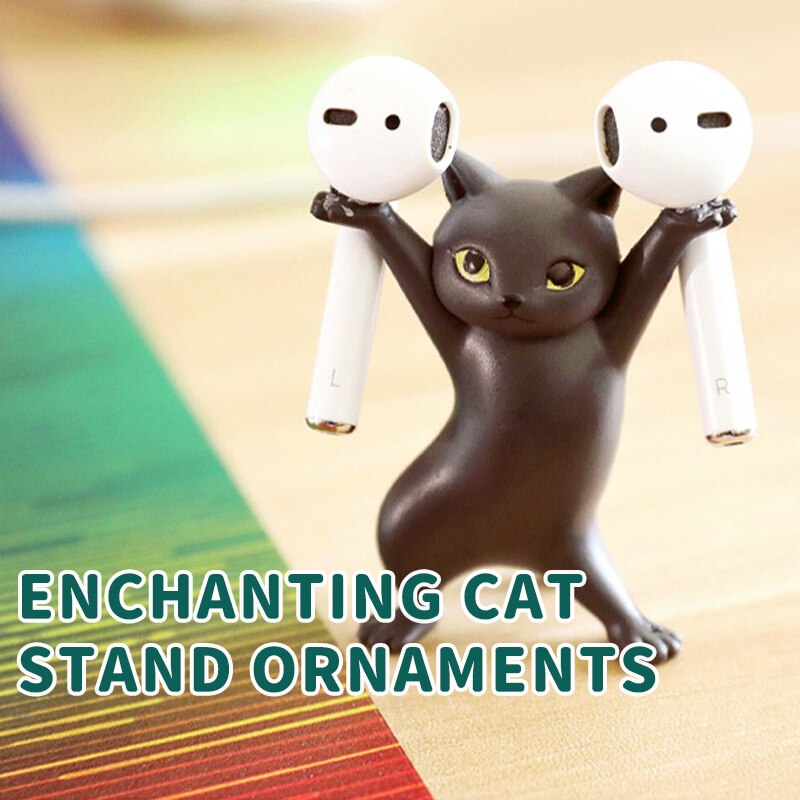 Katze Handgemachte Modell Stand Dekoration Angehoben Stift Halfter Telefon Halfter Airpods 1 2 3 Nette Katze Dekoration Katze Halfter