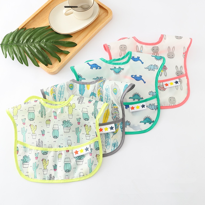 Baberos para bebés de EVA, Baberos impermeables con estampado de dibujos animados para bebés, Baberos para niños y niñas, Baberos para comer, baberos, baberos, delantal, accesorios de alimentación