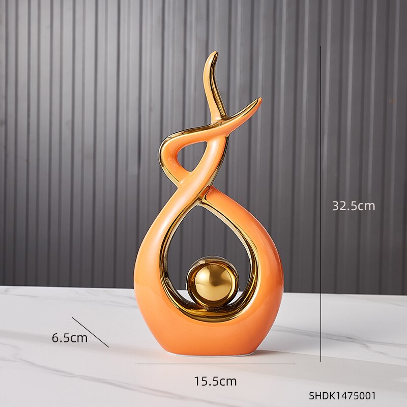 Abstrakt modellering keramisk skulptur dekoration morgon sång dekor modern heminredning vardagsrum sovrum inredning: Orange-a