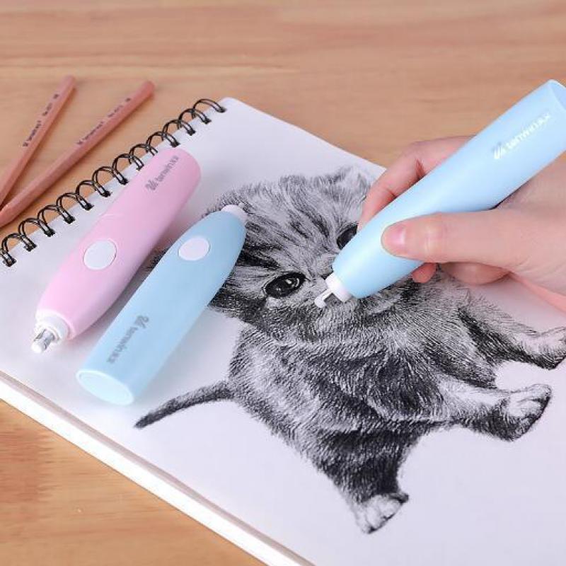 Worparsen 1 Pc Intrekbare Potlood Eraser Cartoon Kat Poot Gummen Push-Pull Hervulbare Kat Klauwen Gum voor Studenten Schrijven Kantoor School Groen