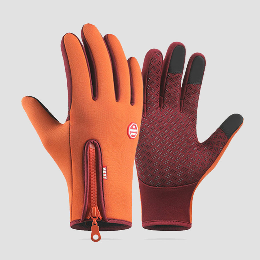 1 Piece of Sports Gloves, Outdoor Cycling, Skiing and Mountaineering Gloves, Autumn and Winter Touch Screen Non-Slip Gloves, Waterproof, Windproof and Warm Gloves: Orange / M