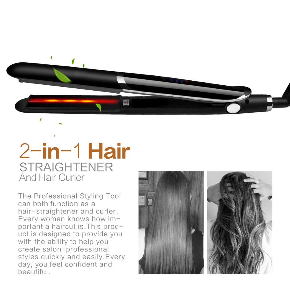infrared hair straightener and curler 2 in 1 curling flat irons fast heat up 110v-220v hair styling tools