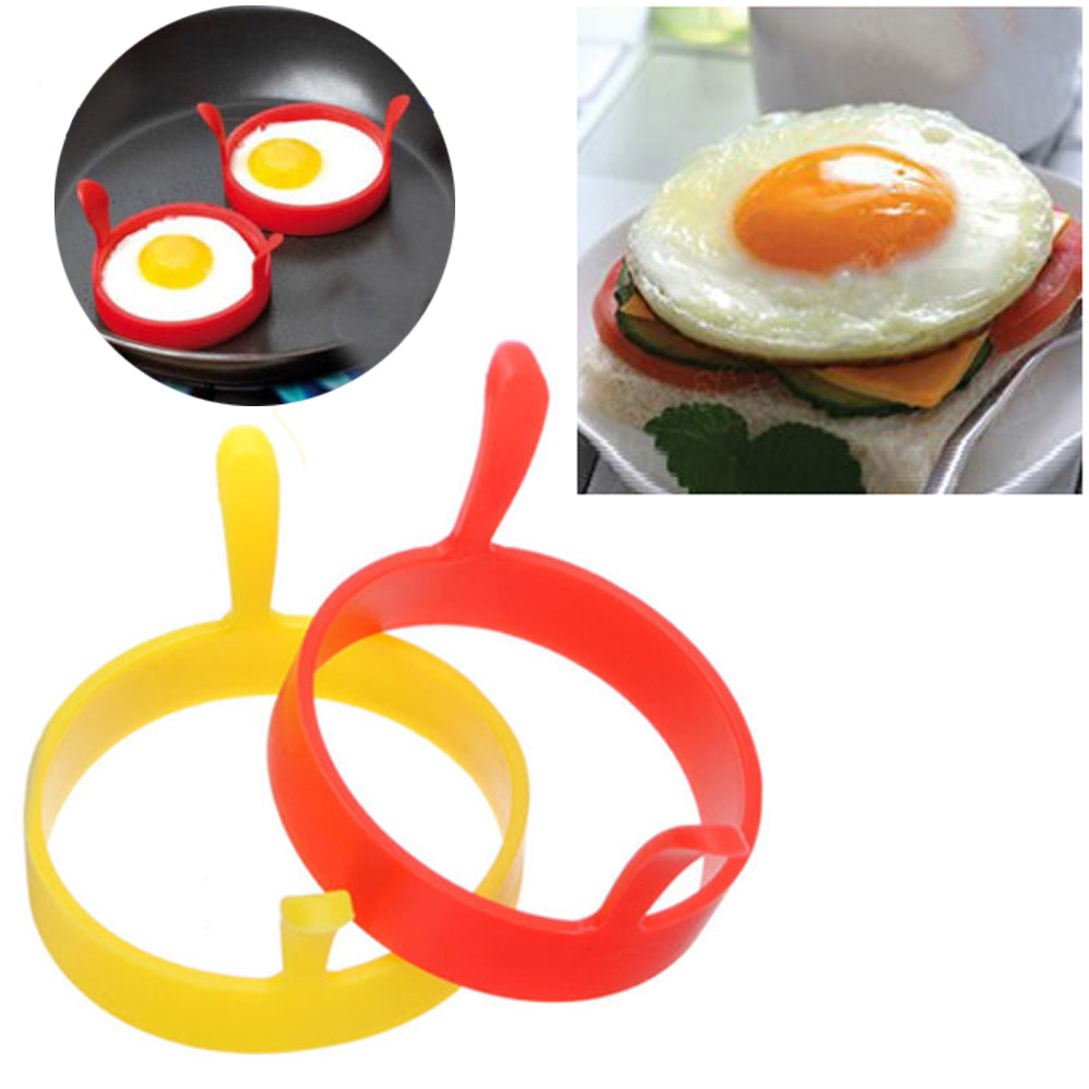 1Pcs Silicone Ronde Ei Ringen Pancake Mold Ring W Handgrepen Nonstick Gebakken Koekenpan Ei Pannenkoek Maker