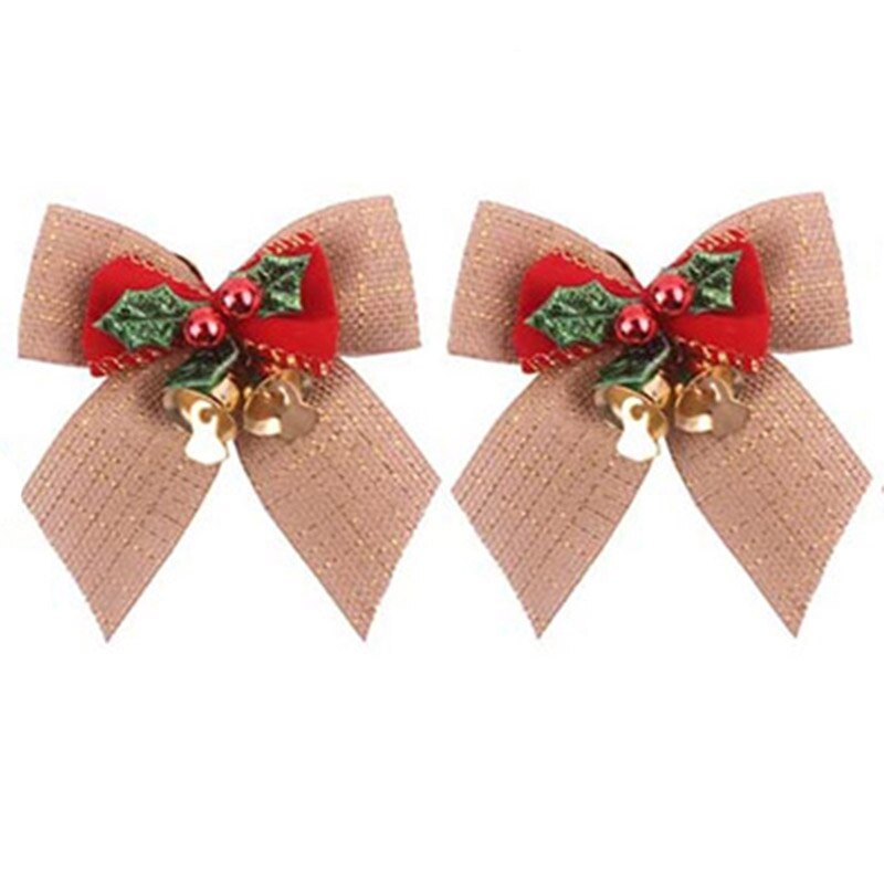 Ornements de sapin de noël en Jute de Jute, nœuds de ruban de noël pour arbre de noël présente des ornements de décorations