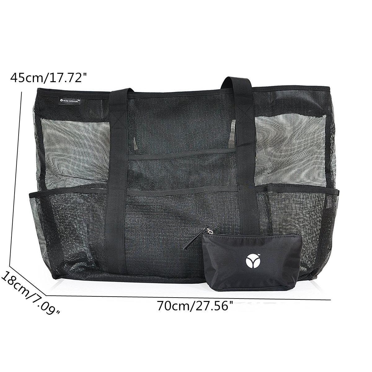 Women Mesh Swimming Bag Tote Zipper Handbags Shoulder Bag Multifunctional Beach Pool Pouch Mesh Bag for Picnic Swimming Travel