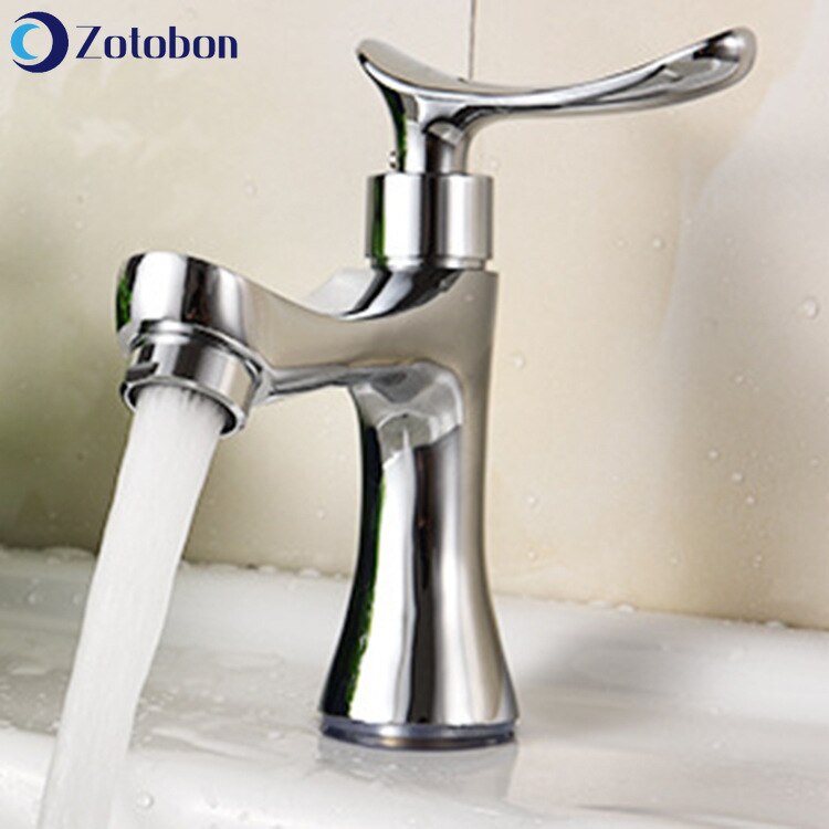 ZOTOBON Bathroom Deck Mounted Faucet Stainless Steel Faucet Bathroom Basin Sink Faucets Cold Mixer Taps Single Hole H225