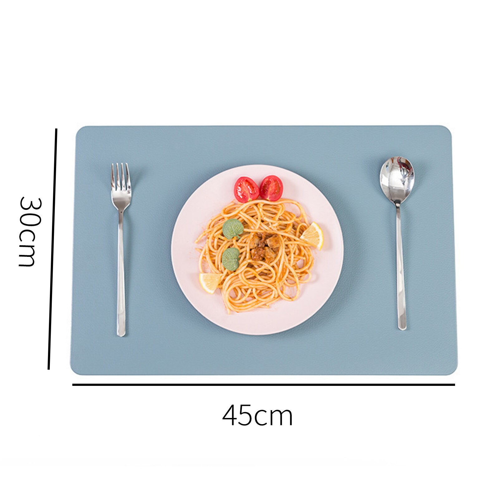 4Pcs Ins Style Waterproof Leather Placemats Table Mats Set Heat Resistant Easy Clean Washable Placemat: Sky Blue