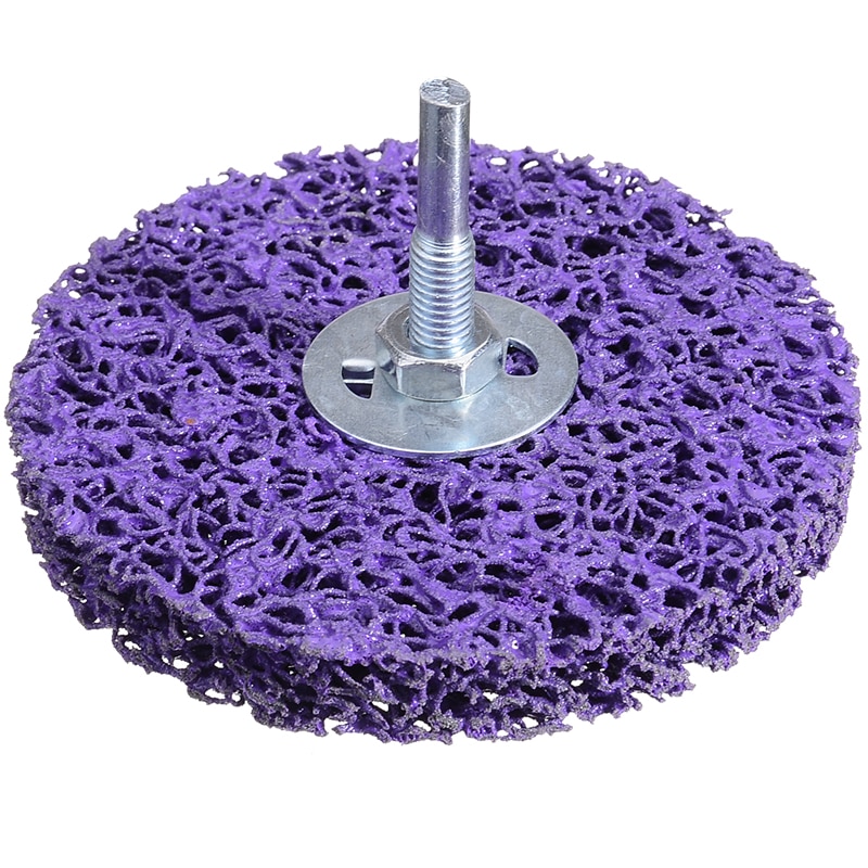 1Pcs 100mm Purple Cleaning Disc Polishing Wheel with Mandrel For Paint Rust Removal Auto Surface Abrasive Tools