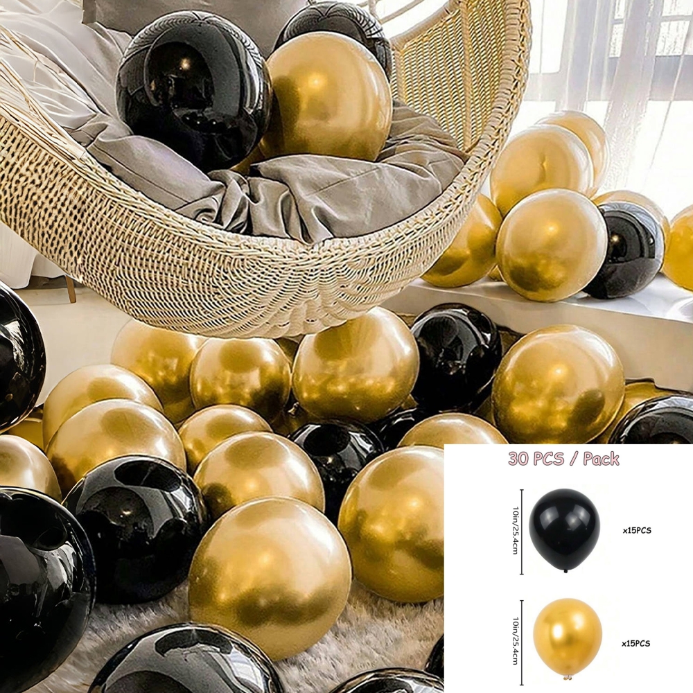 30 stuks 1012 inch witte en gouden ballonnen parel witte ballonnen gouden confetti ballonnen voor verjaardag bruiloften jubileumfeest: Black