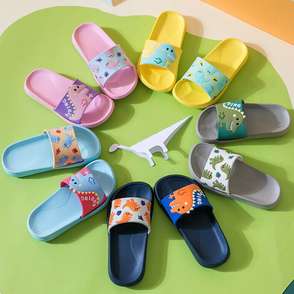 Barnebad hjemme tøffel på tøfler dinosaur tegneserie tøfler sommer Strand badetøfler unisex uformelle flate sko  d30