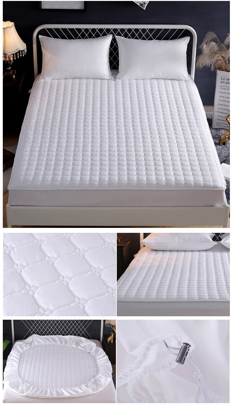 Matrasbeschermer 100% Katoen Geborsteld Stof Laken Anti Mijt Matras Protector Couvre Lit Matras Bed Cover 1 Pc 180x200cm: White / 150x200cm