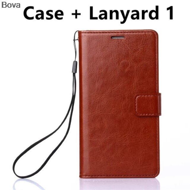 Honor 4C card holder cover case for Huawei Honor 4C leather phone case ultra thin wallet flip cover: Brown Lanyard 1