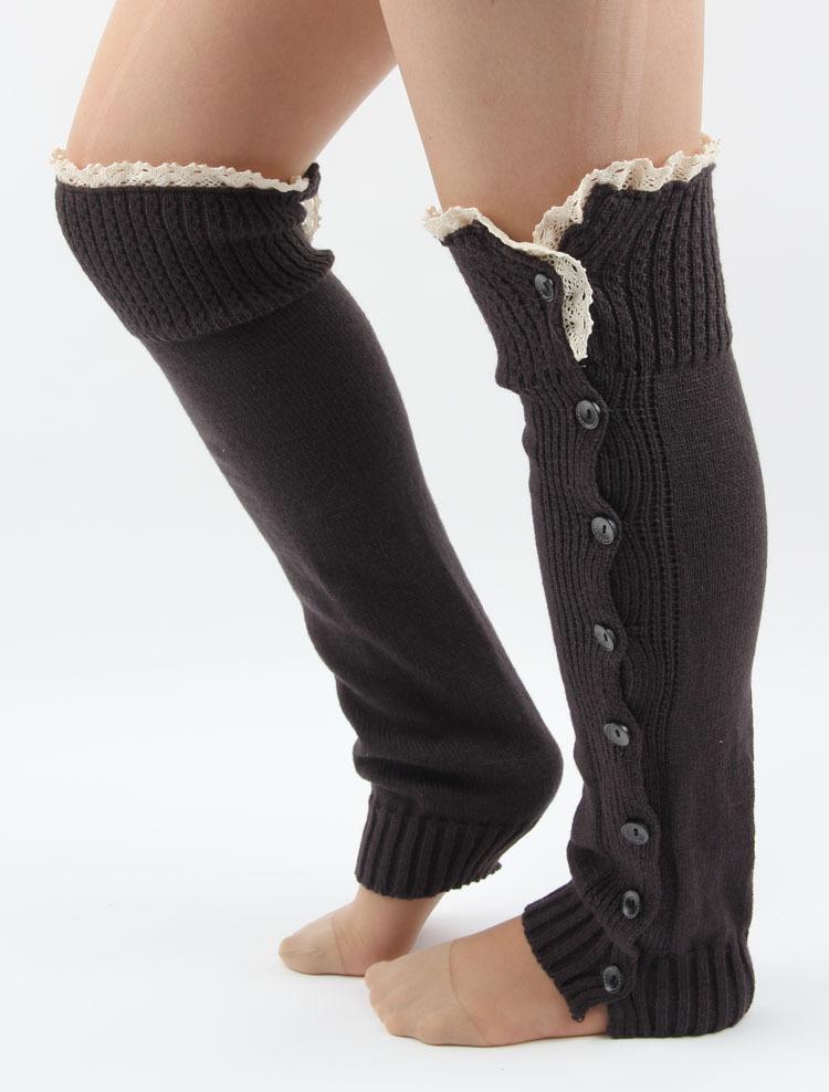 Dentelle bouton bas jambe plus Ballet danse échauffement tricoté butin guêtres bottes manchettes Stockin chaussettes bottes couvre jambe Protection orthèse