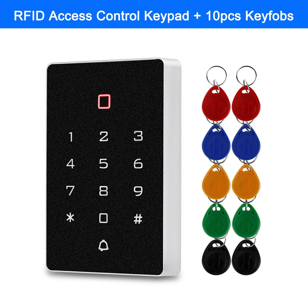 Access Control System RFID Keypad Card Reader Access Controller RFID Keyboard Door Opener 10pcs EM4100 Keyfobs for Home: Keypad with 10 Keys
