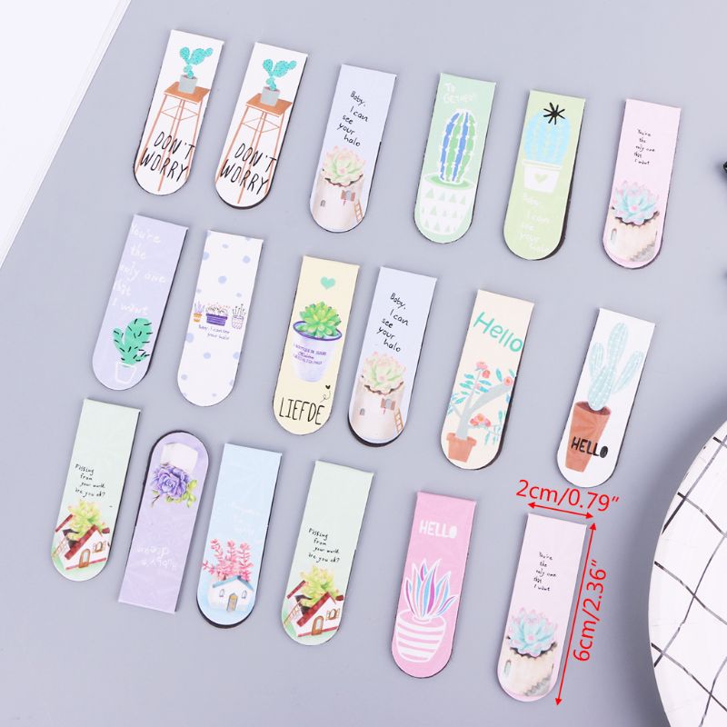 6pcs/set Fresh Cactus Magnetic Bookmarks Book Marker Page Clip Office Supplies