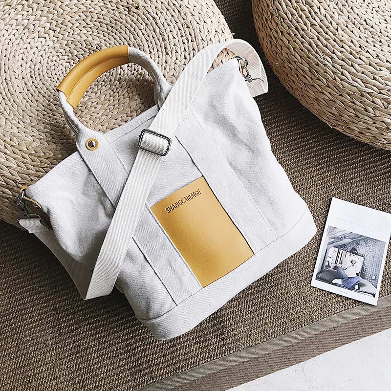 Grote capaciteit dikke canvas crossbody tassen voor vrouwen grote schouder reis boodschappentas vrouwelijke casual handtas tassen: Geel