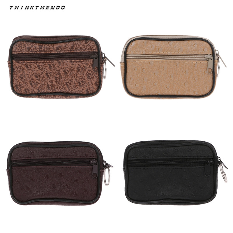 Thinkthendo myke menn kvinner minikort myntveske unisex liten nøkkelholder zip change wallet bag veske