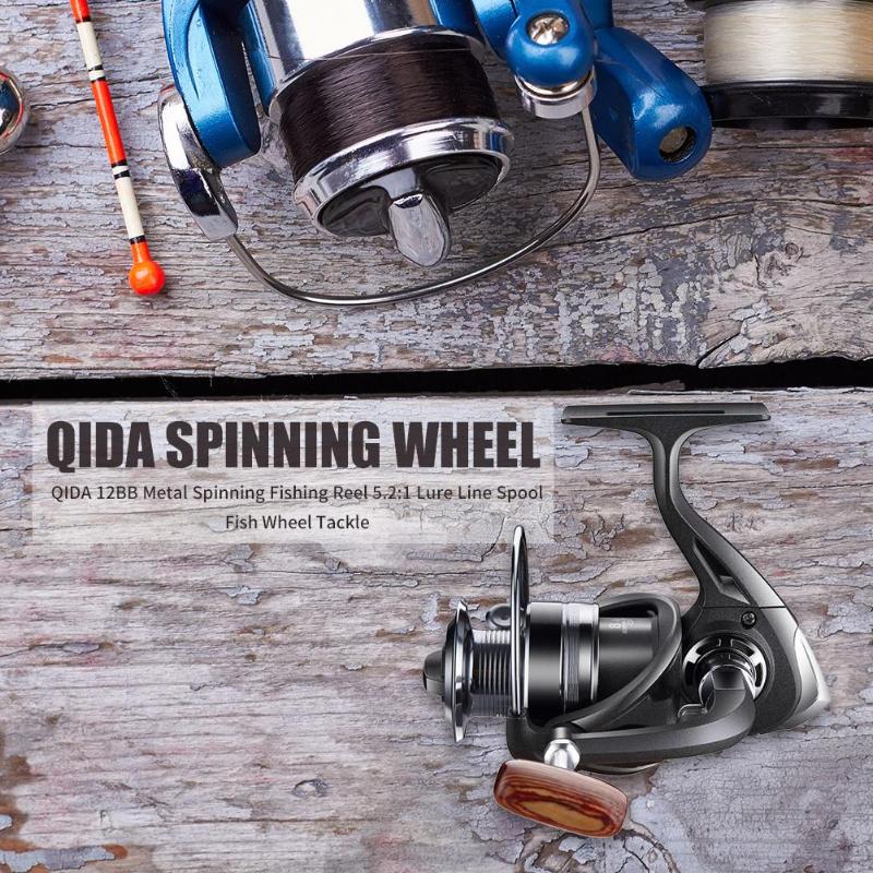 QIDA 12BB moulinet de pêche en métal 5.2:1 rapport de vitesse leurre moulinets de poisson ligne bobine poisson roue matériel de pêche en plein air outils Pesca
