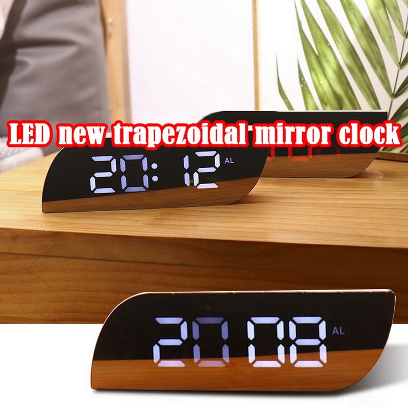 Veilleuses numérique miroir horloge LED réveil batterie utilisation température Snooze fonction bureau horloges Table horloge décor à la maison