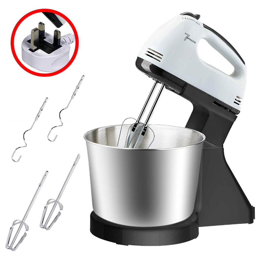 Electric Food Mixer 7 Speed Table Stand Cake Dough Mixer Handheld Egg Beater Blender Baking Whipping Cream Machine: Light Yellow