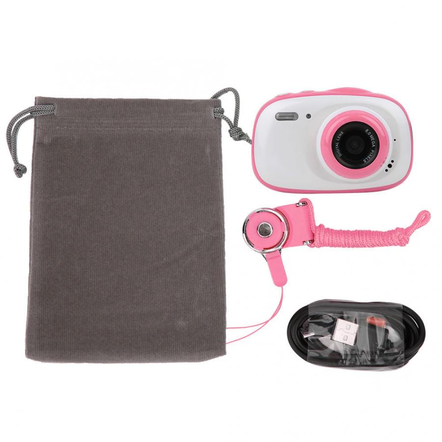 2 Inch IPS 720P HD Scherm 8MP Waterdichte 6X Zoom Kinderen Digitale Camera Leuke Verjaardag cadeau: Roze