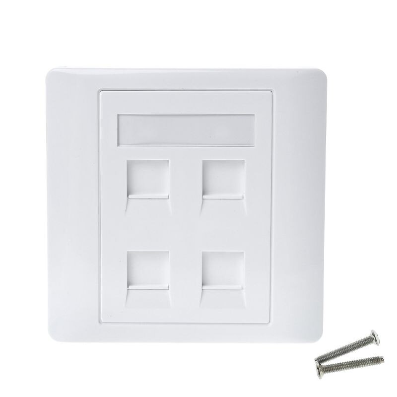 Nuovo Tipo 86 Bianco Faceplate Presa A Piastra A Muro Doppia Porta di Rete LAN Telefono Pannello RJ45 Spina: Four Ports