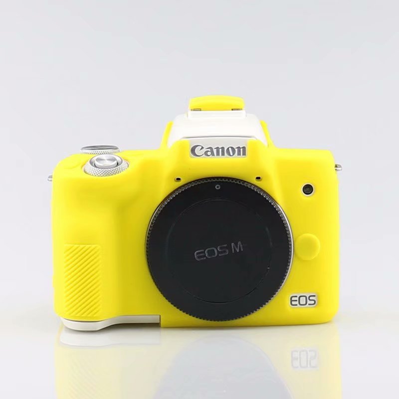 Silicone Armor Skin Case Body Cover Protector for Canon EOS M50 Digital Camera Inner Soft Bag Case: YELLOW