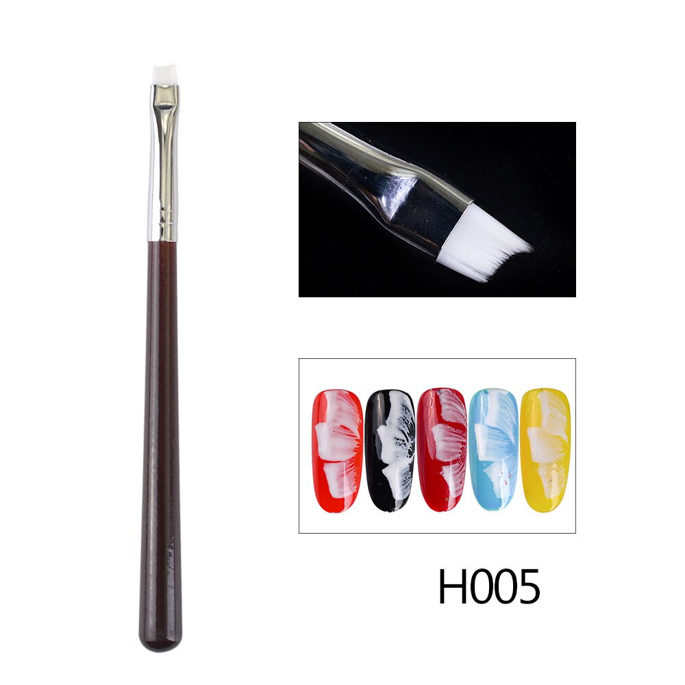 Stz 1 stk uv gel polish tegning maleri negle pensel 8 type moon smile gradient blomst børster manicure salon negle pen  #h001-008: H005