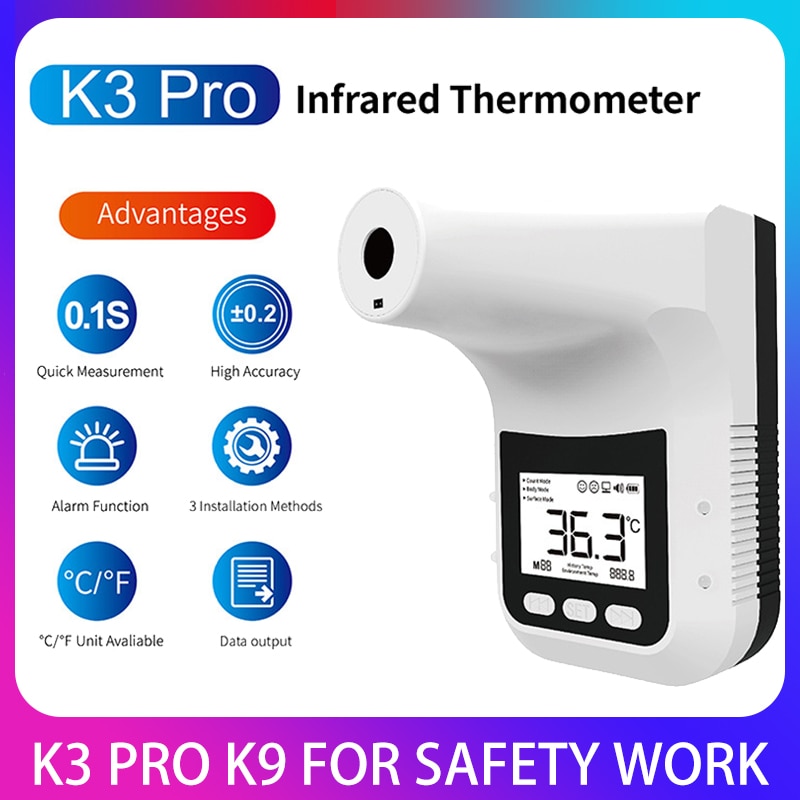 K3 PRO Handsfree LCD Screen Display Digital termometro Smart Non-contact Forehead Body office store Infrared Thermometer