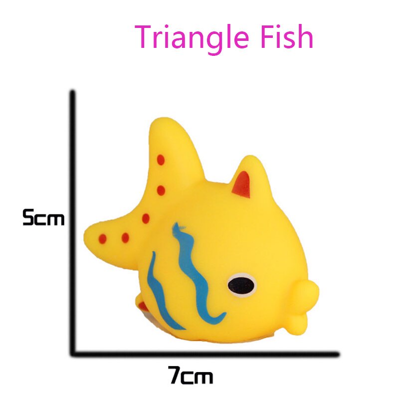 Cute Bath Toys Animals Swimming Water Toy Colorful Soft Floating Rubber Duck Squeeze Sound Squeaky Bathing Toy For Baby Bath: 1PC Triangle fish